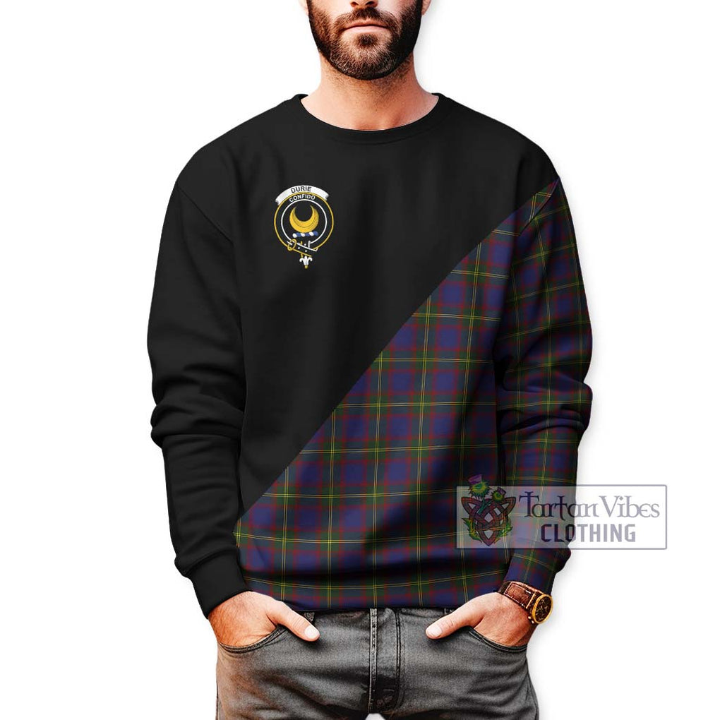 Durie Tartan Sweatshirt with Family Crest and Military Logo Style Unisex - Tartanvibesclothing Shop