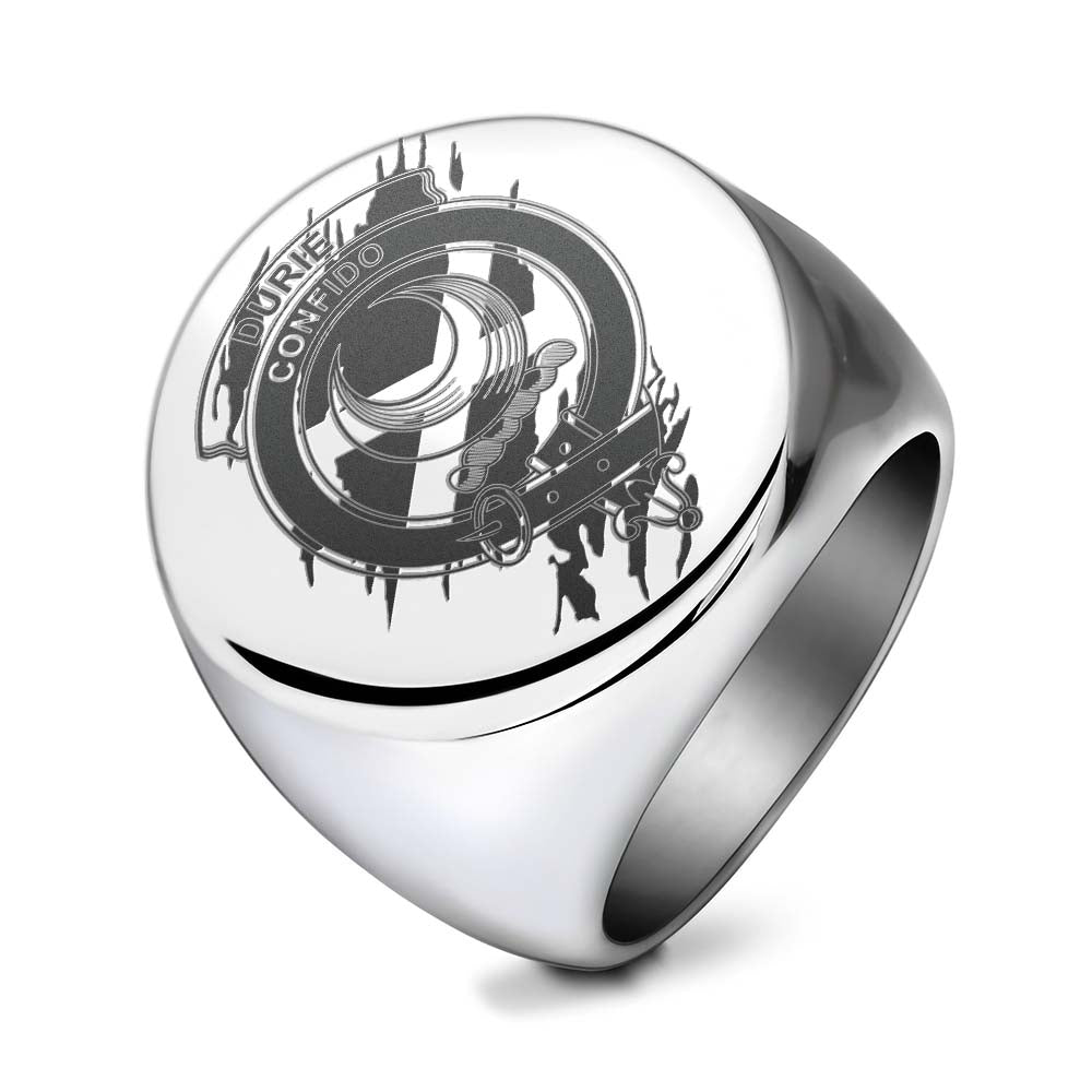 Tartan Vibes Clothing Durie Clan Crest Engraved Ring Scotland In Me Style