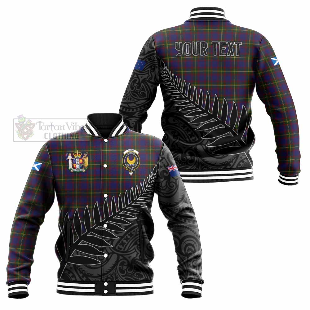 Tartan Vibes Clothing Durie Crest Tartan Baseball Jacket with New Zealand Silver Fern Half Style