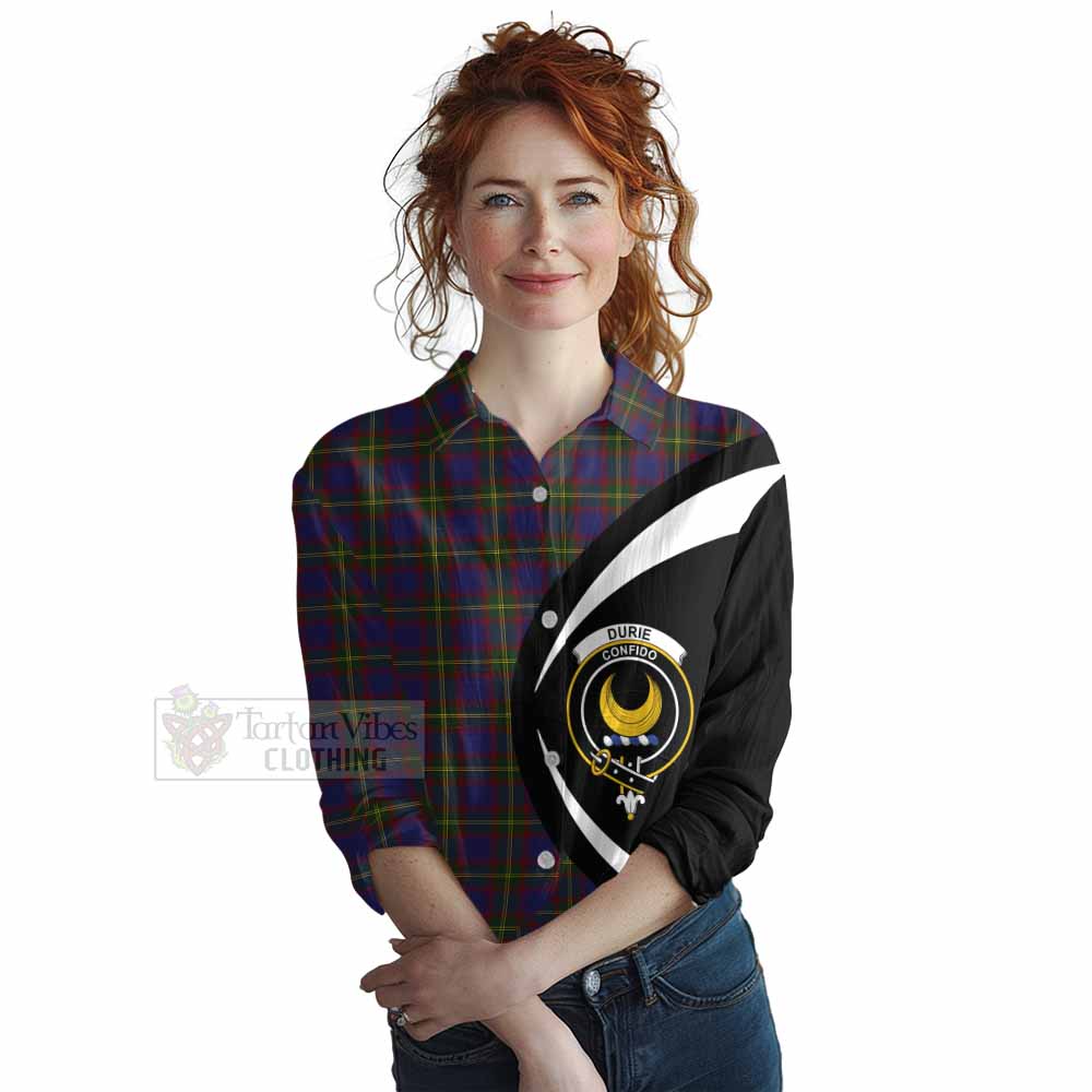 Tartan Vibes Clothing Durie Tartan Women's Casual Shirt with Family Crest Circle Style