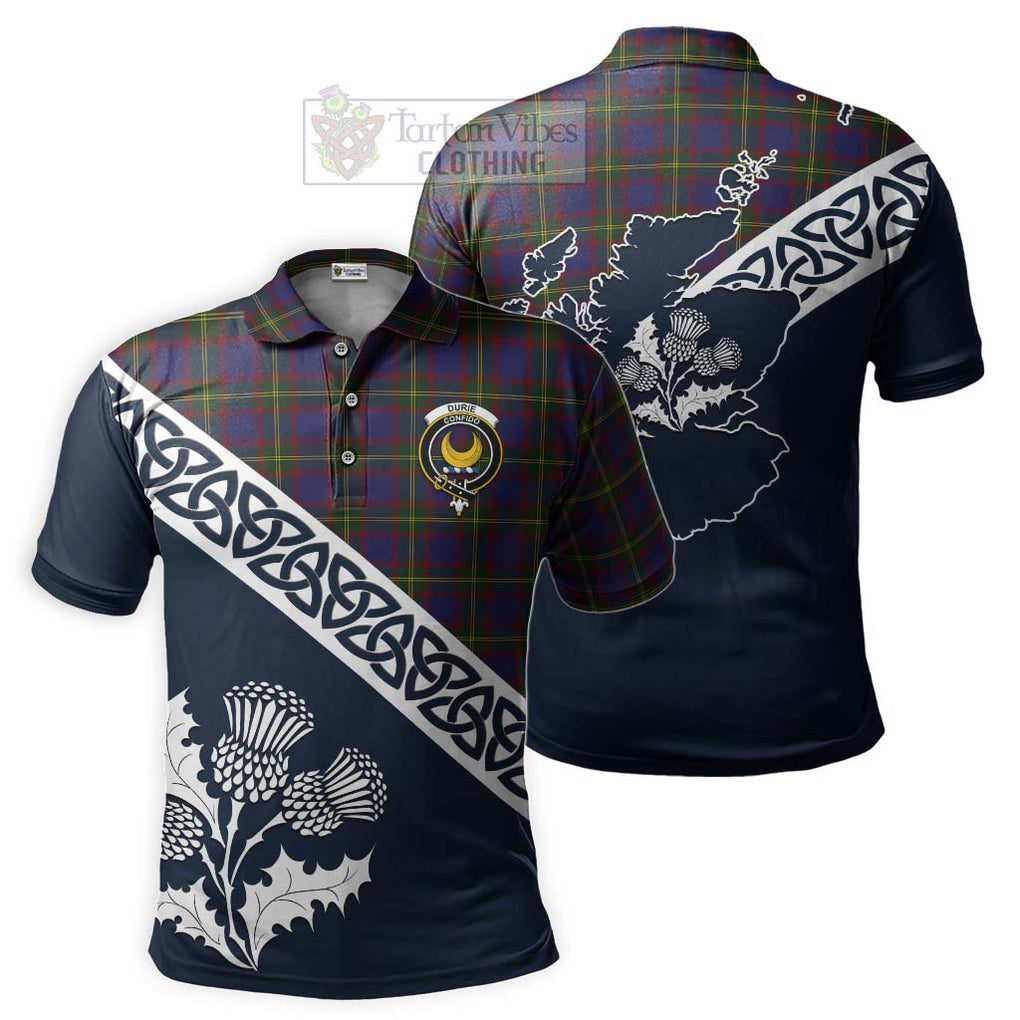 Durie Tartan Polo Shirt Featuring Thistle and Scotland Map Kid - Tartanvibesclothing Store