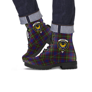 Durie Tartan Leather Boots with Family Crest