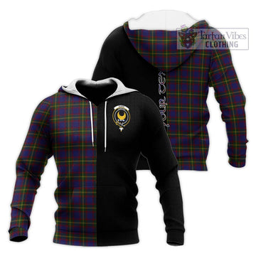 Durie Tartan Knitted Hoodie with Family Crest and Half Of Me Style