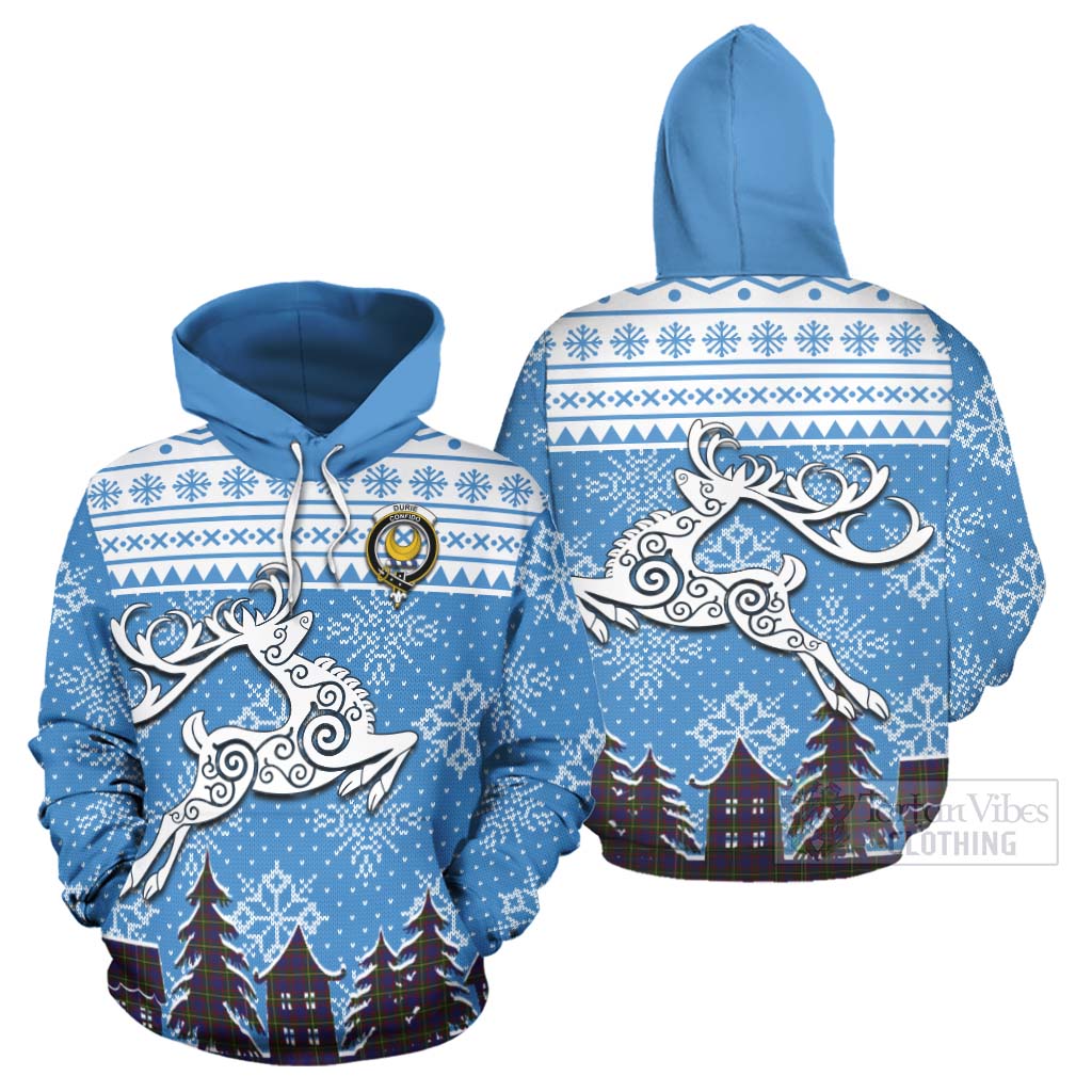 Tartan Vibes Clothing Durie Clan Christmas Hoodie Celtic Reindeer Style