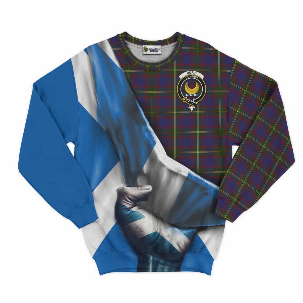 Tartan Vibes Clothing Durie Tartan Sweatshirt with Family Crest Scotland Patriotic Style