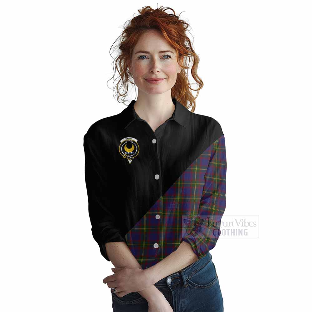 Tartan Vibes Clothing Durie Tartan Women's Casual Shirt with Family Crest and Military Logo Style