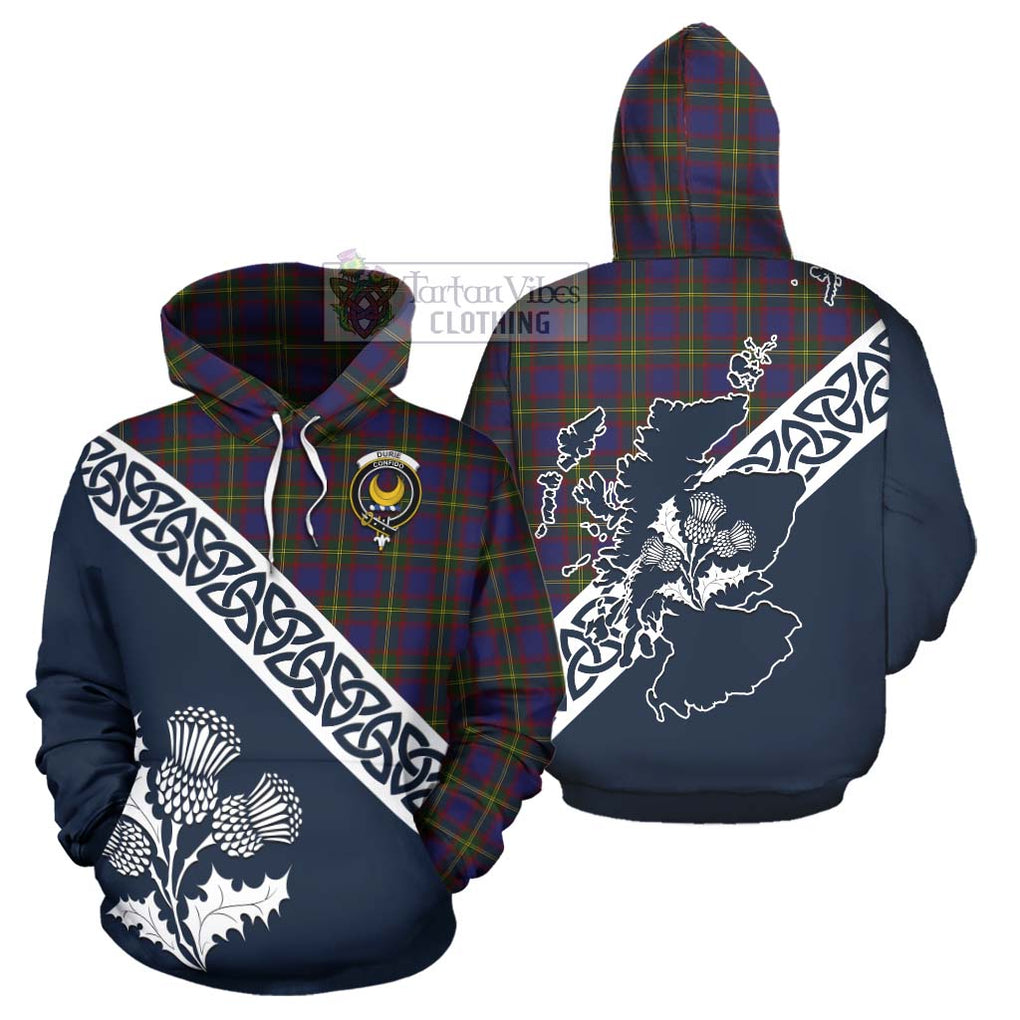 Tartan Vibes Clothing Durie Tartan Hoodie Featuring Thistle and Scotland Map