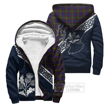 Durie Tartan Sherpa Hoodie Featuring Thistle and Scotland Map