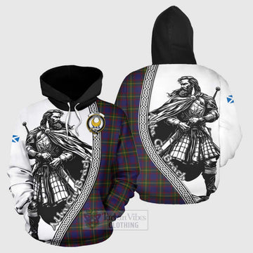 Durie Tartan Clan Crest Hoodie with Highlander Warrior Celtic Style