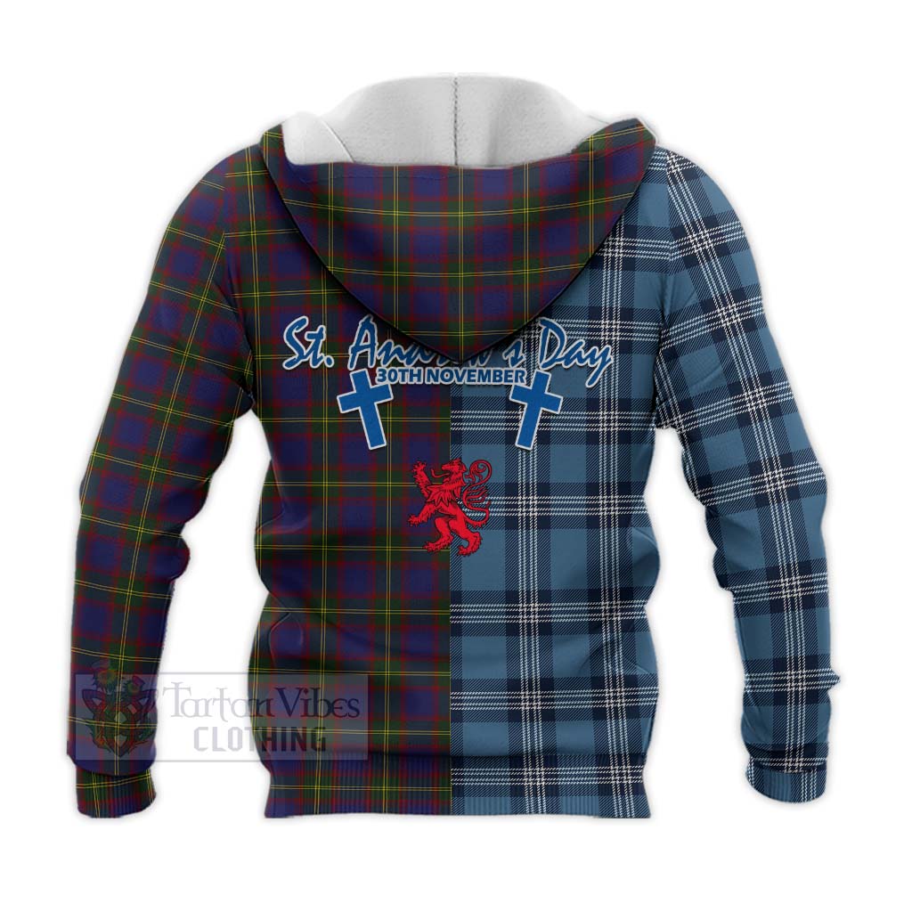 Tartan Vibes Clothing Durie Tartan Knitted Hoodie Happy St. Andrew's Day Half Tartan Style