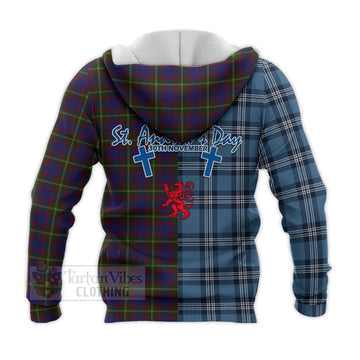 Durie Tartan Knitted Hoodie Happy St. Andrew's Day Half Tartan Style