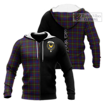 Durie Tartan Knitted Hoodie with Family Crest and Half Of Me Style