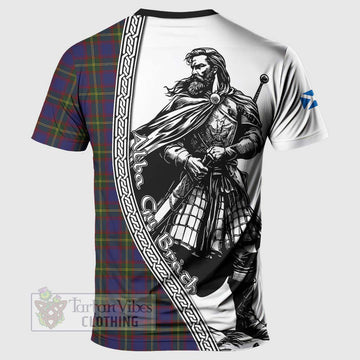 Durie Tartan Clan Crest T-Shirt with Highlander Warrior Celtic Style