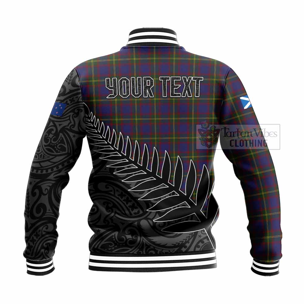 Tartan Vibes Clothing Durie Crest Tartan Baseball Jacket with New Zealand Silver Fern Half Style