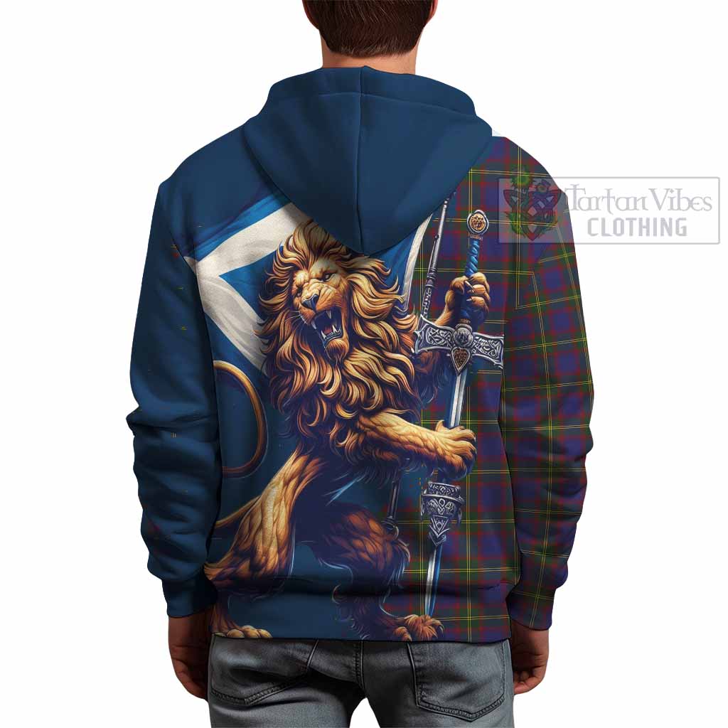 Tartan Vibes Clothing Durie Tartan Family Crest Hoodie with Scottish Majestic Lion