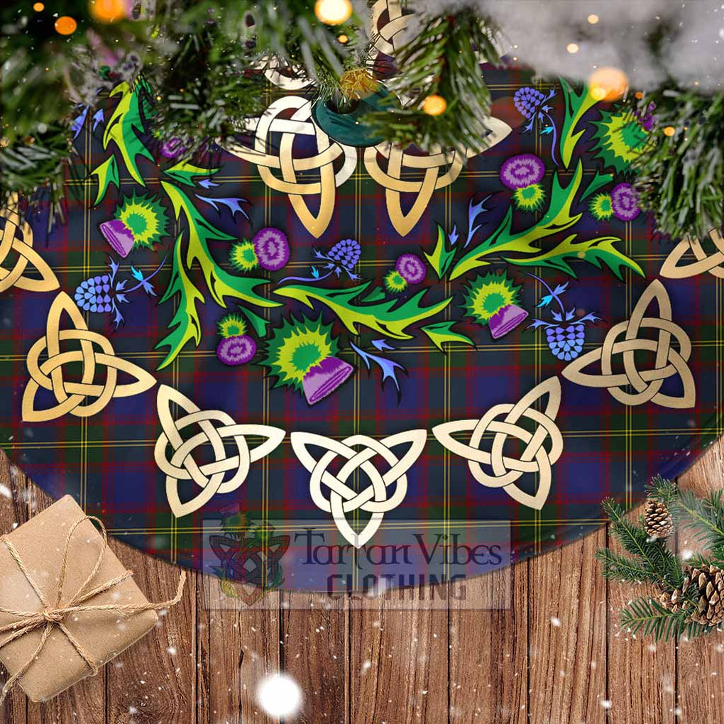 Durie Tartan Christmas Tree Skirt with Thistle Celtic Knot Style - Tartan Vibes Clothing
