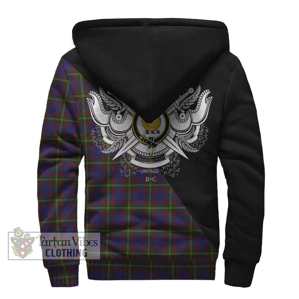 Durie Tartan Sherpa Hoodie with Family Crest and Military Logo Style - Tartanvibesclothing Shop