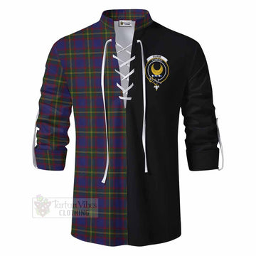 Durie Tartan Ghillie Kilt Shirt with Family Crest and Half Of Me Style