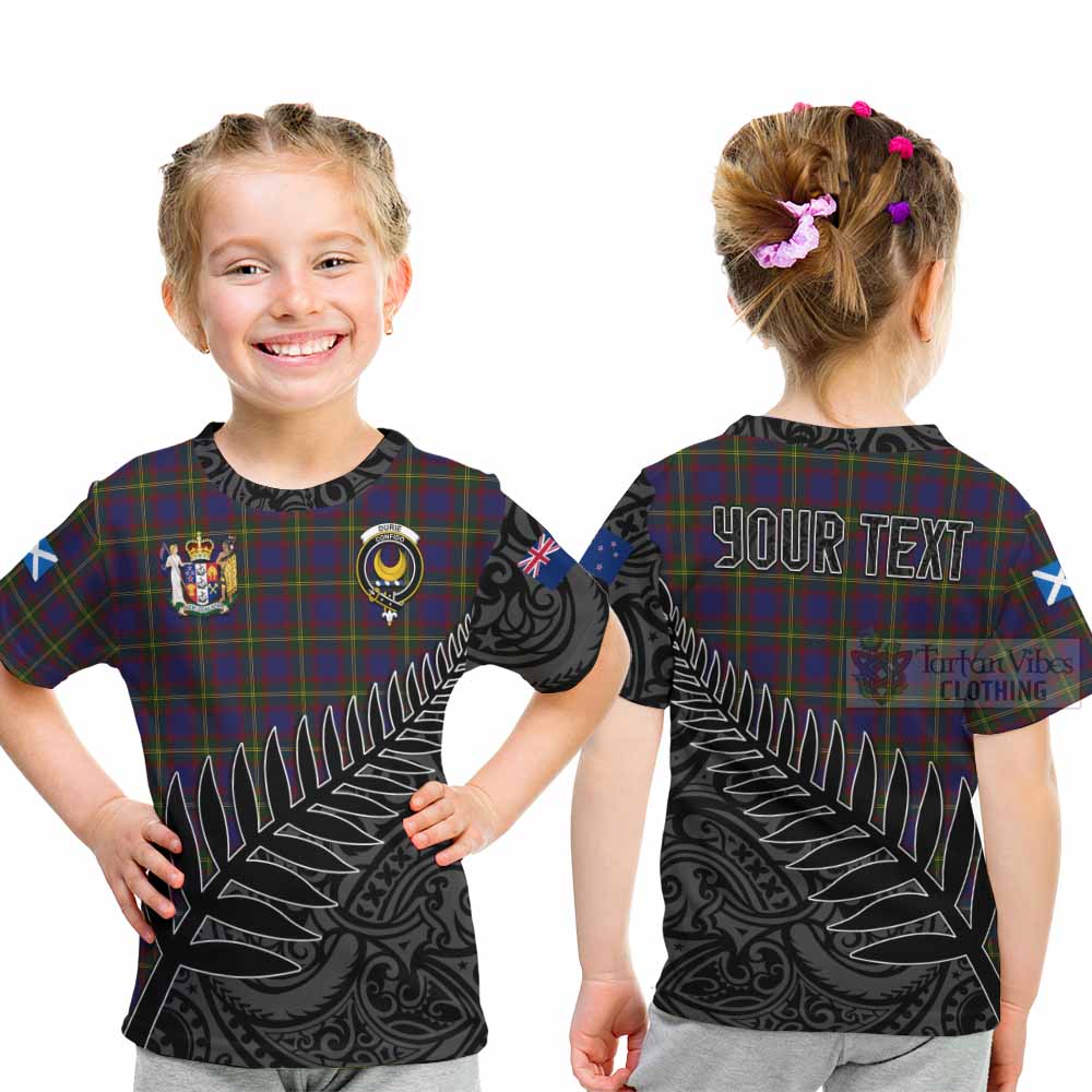 Tartan Vibes Clothing Durie Crest Tartan Kid T-Shirt with New Zealand Silver Fern Half Style