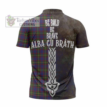 Durie Tartan Family Crest Zipper Polo Shirt Alba Gu Brath Be Brave Lion Ancient Style - Tartan Vibes Clothing
