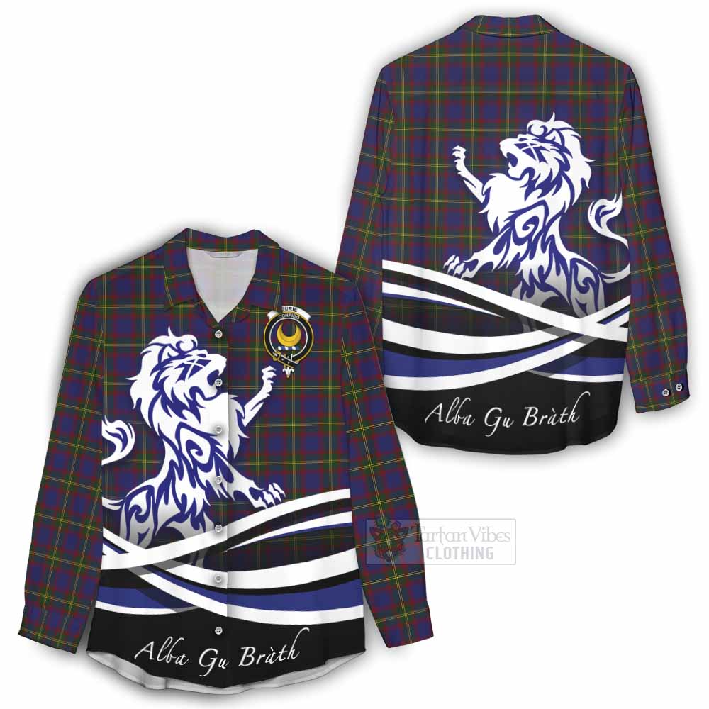 Tartan Vibes Clothing Durie Tartan Women's Casual Shirt with Alba Gu Brath Regal Lion Emblem