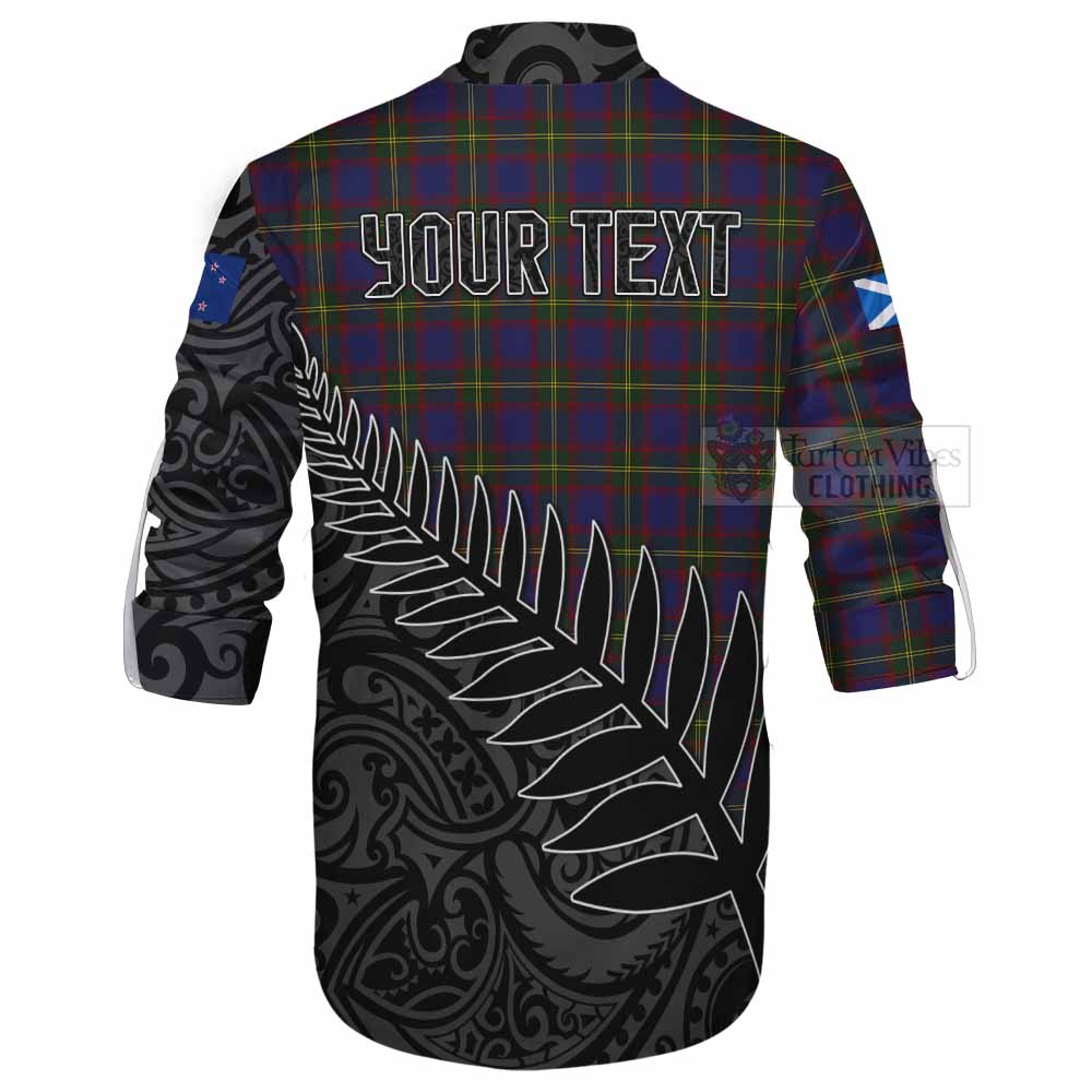 Tartan Vibes Clothing Durie Crest Tartan Ghillie Kilt Shirt with New Zealand Silver Fern Half Style