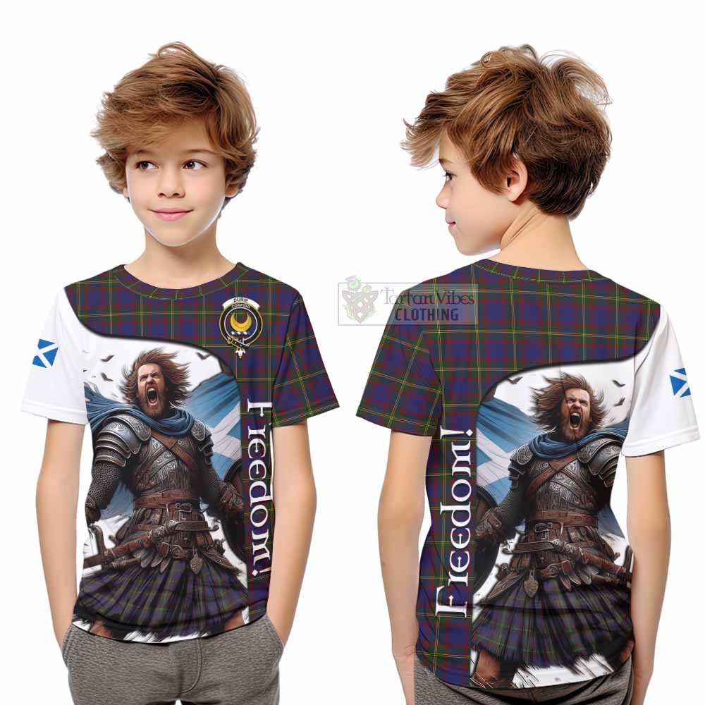 Tartan Vibes Clothing Durie Crest Tartan Kid T-Shirt Inspired by the Freedom of Scottish Warrior