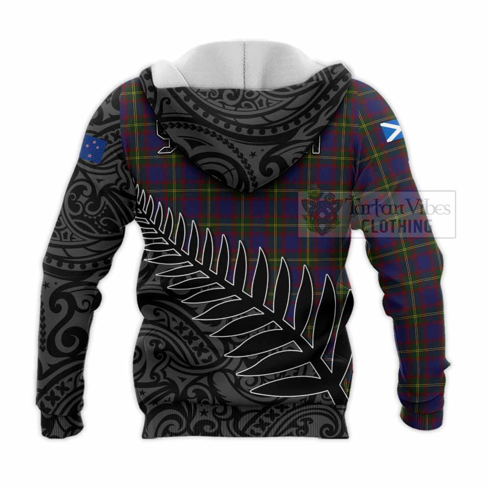 Tartan Vibes Clothing Durie Crest Tartan Knitted Hoodie with New Zealand Silver Fern Half Style