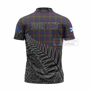 Durie Crest Tartan Zipper Polo Shirt with New Zealand Silver Fern Half Style