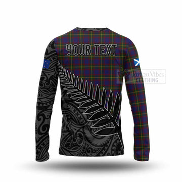 Durie Crest Tartan Long Sleeve T-Shirt with New Zealand Silver Fern Half Style