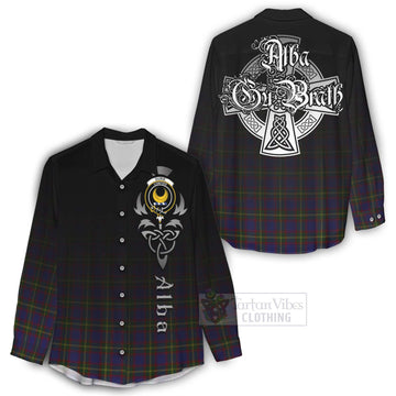 Durie Tartan Women's Casual Shirt Featuring Alba Gu Brath Family Crest Celtic Inspired