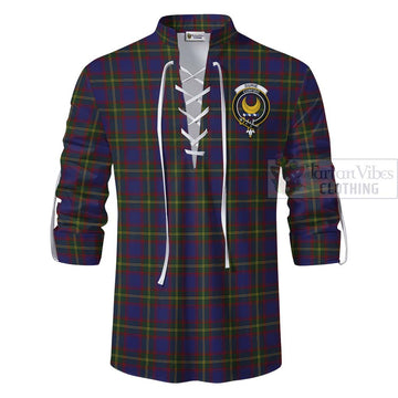 Durie Tartan Ghillie Kilt Shirt with Family Crest Celtic Skull Style