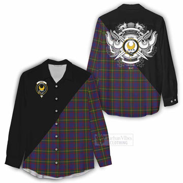 Durie Tartan Women's Casual Shirt with Family Crest and Military Logo Style