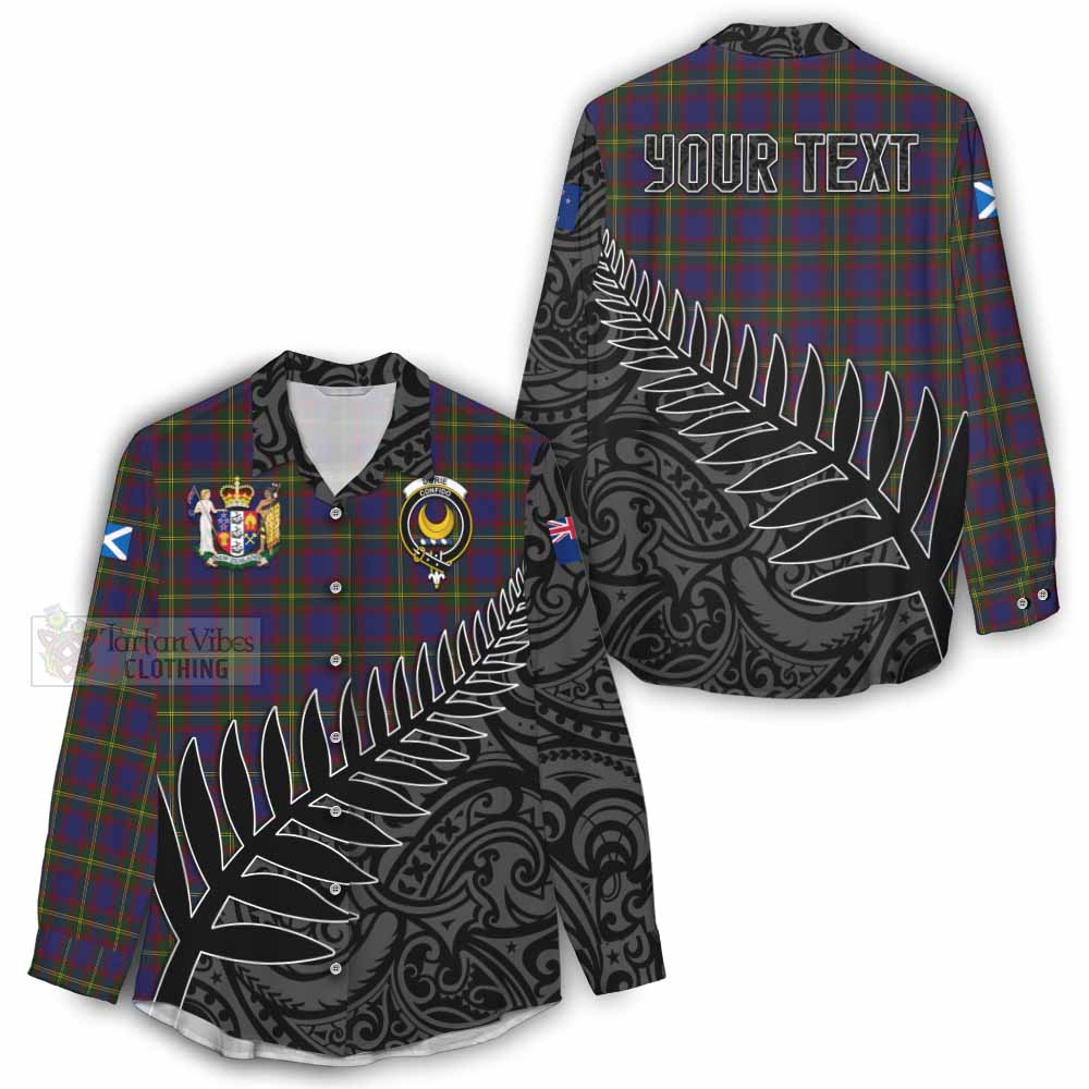 Tartan Vibes Clothing Durie Crest Tartan Women's Casual Shirt with New Zealand Silver Fern Half Style