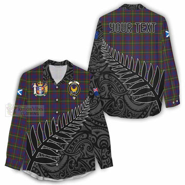 Durie Crest Tartan Women's Casual Shirt with New Zealand Silver Fern Half Style