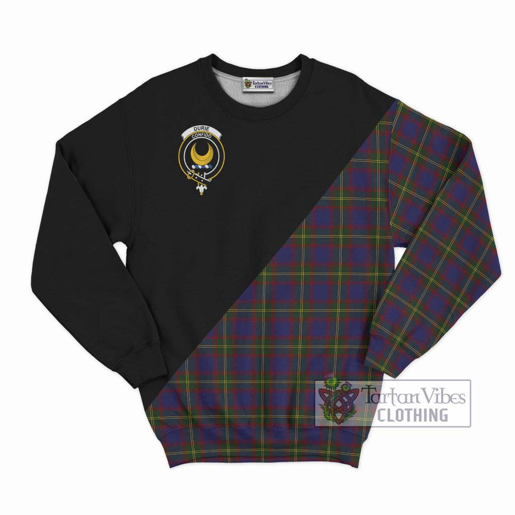 Durie Tartan Sweatshirt with Family Crest and Military Logo Style - Tartanvibesclothing Shop