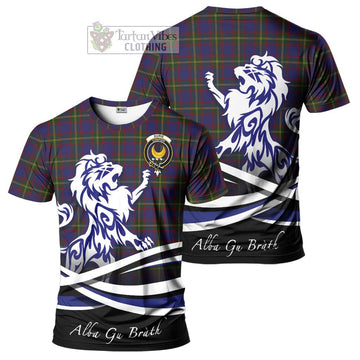 Durie Tartan Cotton T-shirt with Alba Gu Brath Regal Lion Emblem Women's Shirt - Tartan Vibes Clothing