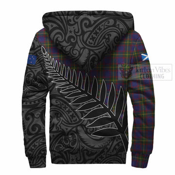 Durie Crest Tartan Sherpa Hoodie with New Zealand Silver Fern Half Style