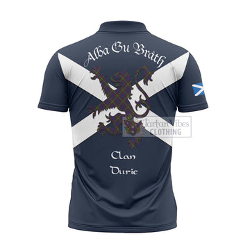 Durie Tartan Lion Rampant Zipper Polo Shirt Proudly Display Your Heritage with Alba Gu Brath and Clan Name - Tartan Vibes Clothing
