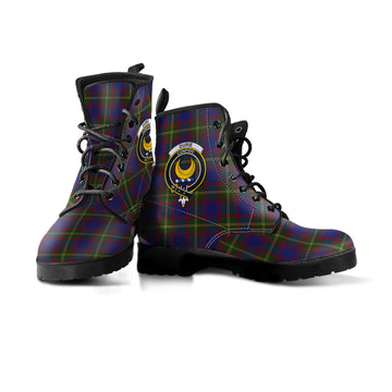 Durie Tartan Leather Boots with Family Crest