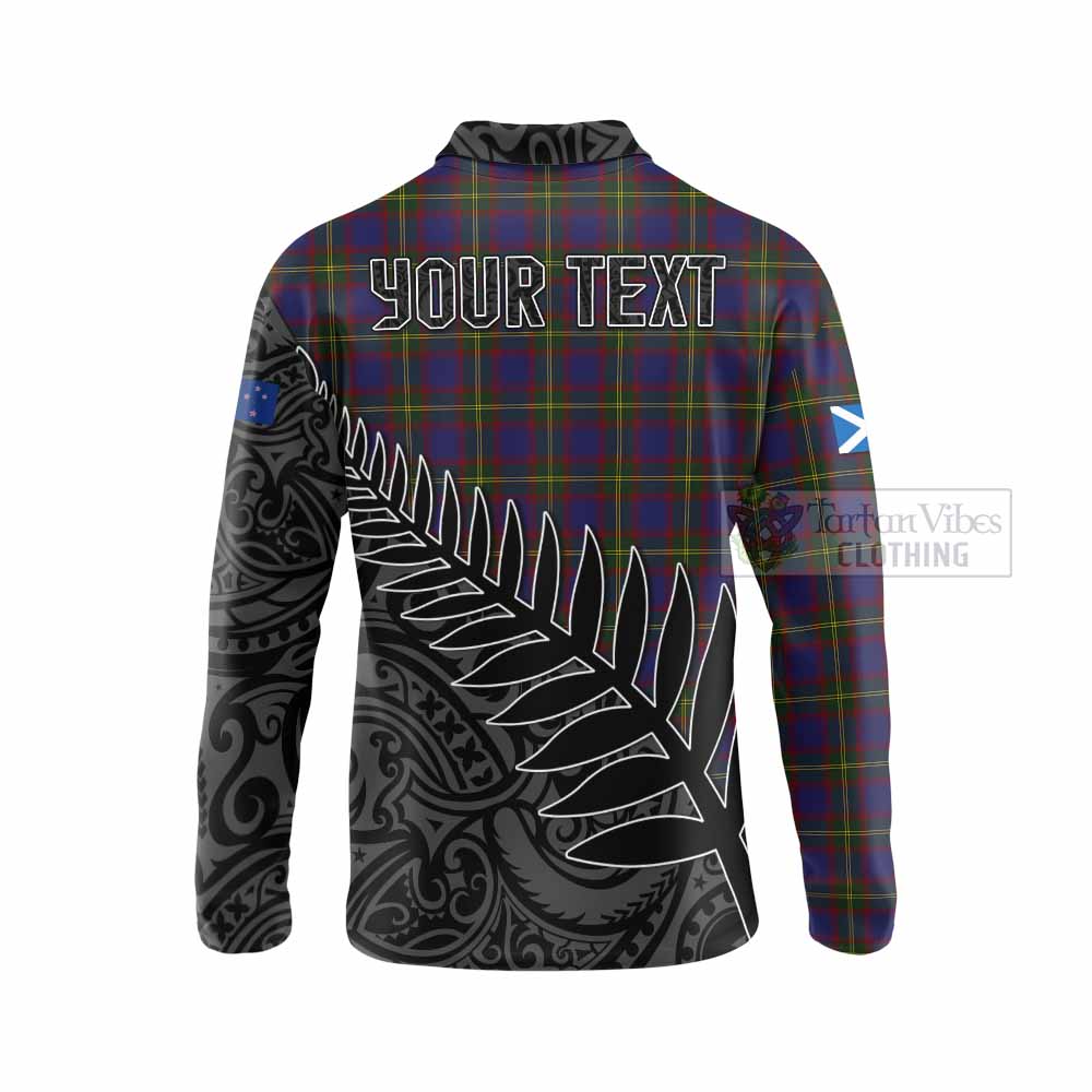 Tartan Vibes Clothing Durie Crest Tartan Long Sleeve Polo Shirt with New Zealand Silver Fern Half Style