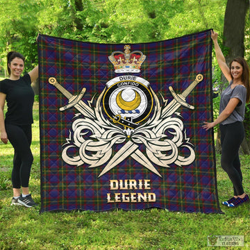 Durie Tartan Quilt with Clan Crest and the Golden Sword of Courageous Legacy