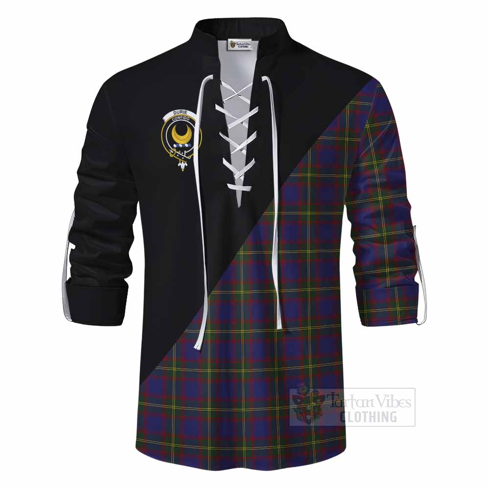 Tartan Vibes Clothing Durie Tartan Ghillie Kilt Shirt with Family Crest and Military Logo Style