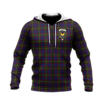 Durie Tartan Knitted Hoodie with Family Crest