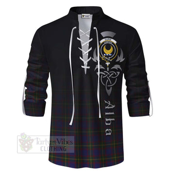 Durie Tartan Ghillie Kilt Shirt Featuring Alba Gu Brath Family Crest Celtic Inspired