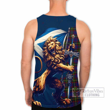 Durie Tartan Family Crest Men's Tank Top with Scottish Majestic Lion