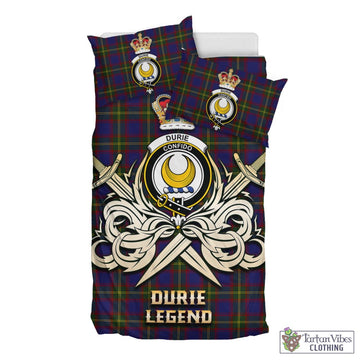 Durie Tartan Bedding Set with Clan Crest and the Golden Sword of Courageous Legacy