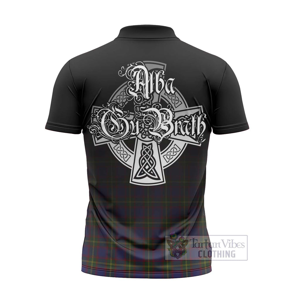 Tartan Vibes Clothing Durie Tartan Zipper Polo Shirt Featuring Alba Gu Brath Family Crest Celtic Inspired