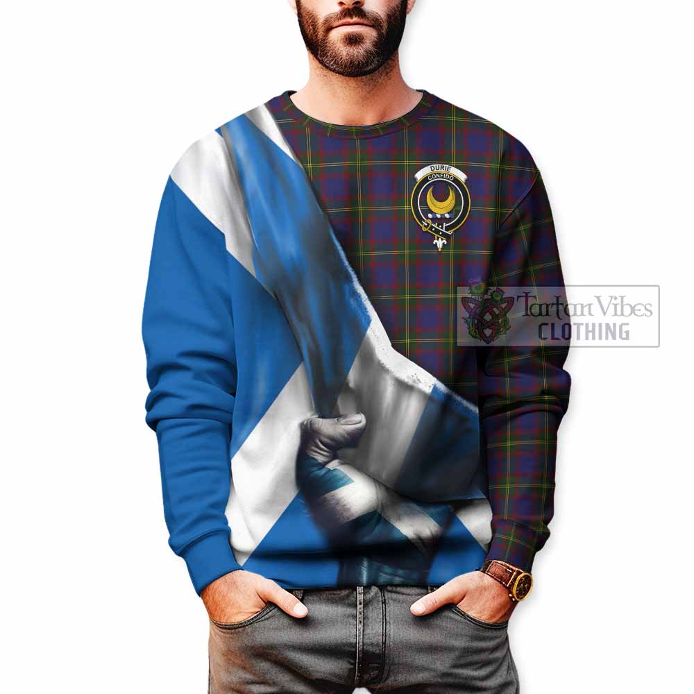 Tartan Vibes Clothing Durie Tartan Sweatshirt with Family Crest Scotland Patriotic Style