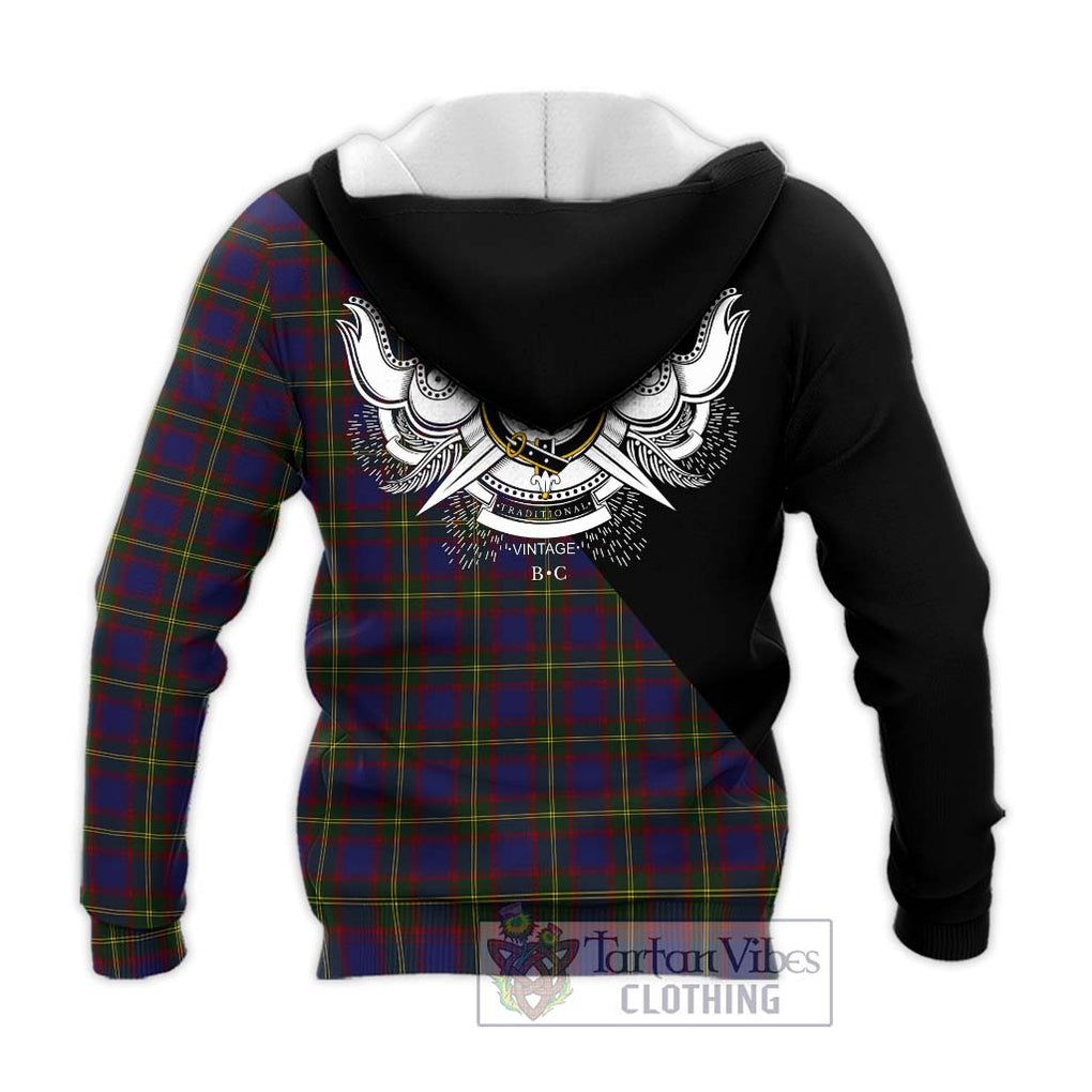 Durie Tartan Knitted Hoodie with Family Crest and Military Logo Style - Tartanvibesclothing Shop